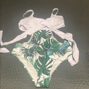 Never worn Shein one piece, criss cross tie back